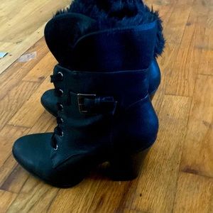 Charlotte Russe lace up faux fur ankle boots